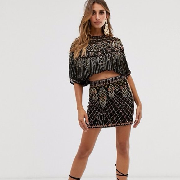 ASOS DESIGN cape embellished top two-piece - Picture 1 of 4